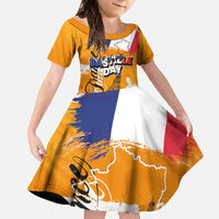 Bastille Day Family Matching Off The Shoulder Long Sleeve Dress and Hawaiian Shirt France Typography Art Grunge Style