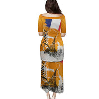 Bastille Day Family Matching Puletasi and Hawaiian Shirt France Typography Art Grunge Style