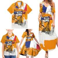 Bastille Day Family Matching Summer Maxi Dress and Hawaiian Shirt France Typography Art Grunge Style