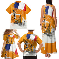 Bastille Day Family Matching Tank Maxi Dress and Hawaiian Shirt France Typography Art Grunge Style