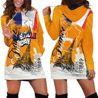 Bastille Day Hoodie Dress France Typography Art Grunge Style