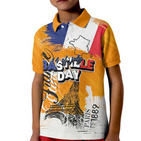 Bastille Day Kid Polo Shirt France Typography Art Grunge Style