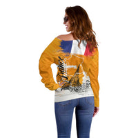Bastille Day Off Shoulder Sweater France Typography Art Grunge Style
