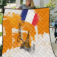 Bastille Day Quilt France Typography Art Grunge Style