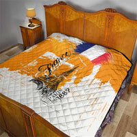 Bastille Day Quilt France Typography Art Grunge Style