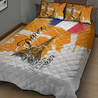 Bastille Day Quilt Bed Set France Typography Art Grunge Style