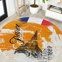 Bastille Day Round Carpet France Typography Art Grunge Style