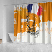 Bastille Day Shower Curtain France Typography Art Grunge Style