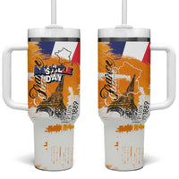 Bastille Day Tumbler With Handle France Typography Art Grunge Style