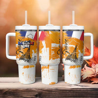 Bastille Day Tumbler With Handle France Typography Art Grunge Style