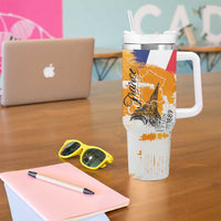 Bastille Day Tumbler With Handle France Typography Art Grunge Style