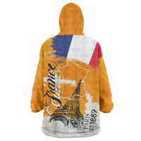 Bastille Day Wearable Blanket Hoodie France Typography Art Grunge Style