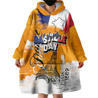 Bastille Day Wearable Blanket Hoodie France Typography Art Grunge Style