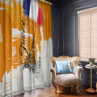 Bastille Day Window Curtain France Typography Art Grunge Style