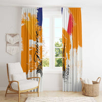 Bastille Day Window Curtain France Typography Art Grunge Style