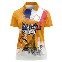 Bastille Day Women Polo Shirt France Typography Art Grunge Style