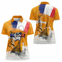 Bastille Day Women Polo Shirt France Typography Art Grunge Style