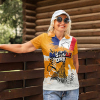 Bastille Day Women Polo Shirt France Typography Art Grunge Style