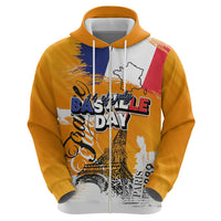Bastille Day Zip Hoodie France Typography Art Grunge Style