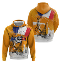 Bastille Day Zip Hoodie France Typography Art Grunge Style