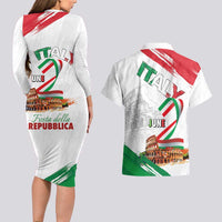 Italian National Day Couples Matching Long Sleeve Bodycon Dress and Hawaiian Shirt Festa della Repubblica-The Colosseum Grunge Style