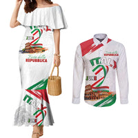 Italian National Day Couples Matching Mermaid Dress and Long Sleeve Button Shirt Festa della Repubblica-The Colosseum Grunge Style