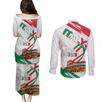 Italian National Day Couples Matching Puletasi and Long Sleeve Button Shirt Festa della Repubblica-The Colosseum Grunge Style