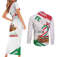 Italian National Day Couples Matching Short Sleeve Bodycon Dress and Long Sleeve Button Shirt Festa della Repubblica-The Colosseum Grunge Style