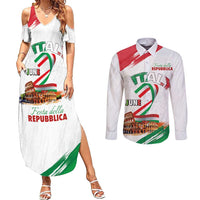 Italian National Day Couples Matching Summer Maxi Dress and Long Sleeve Button Shirt Festa della Repubblica-The Colosseum Grunge Style
