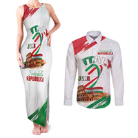 Italian National Day Couples Matching Tank Maxi Dress and Long Sleeve Button Shirt Festa della Repubblica-The Colosseum Grunge Style