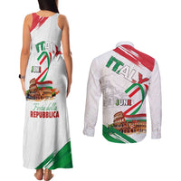 Italian National Day Couples Matching Tank Maxi Dress and Long Sleeve Button Shirt Festa della Repubblica-The Colosseum Grunge Style