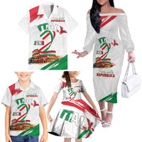 Italian National Day Family Matching Off The Shoulder Long Sleeve Dress and Hawaiian Shirt Festa della Repubblica-The Colosseum Grunge Style