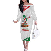 Italian National Day Family Matching Off The Shoulder Long Sleeve Dress and Hawaiian Shirt Festa della Repubblica-The Colosseum Grunge Style