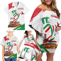 Italian National Day Family Matching Off Shoulder Short Dress and Hawaiian Shirt Festa della Repubblica-The Colosseum Grunge Style