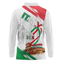 Italian National Day Long Sleeve Polo Shirt Festa della Repubblica-The Colosseum Grunge Style