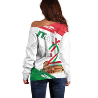 Italian National Day Off Shoulder Sweater Festa della Repubblica-The Colosseum Grunge Style