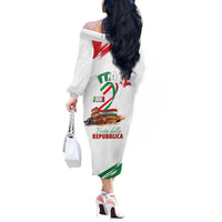 Italian National Day Off The Shoulder Long Sleeve Dress Festa della Repubblica-The Colosseum Grunge Style