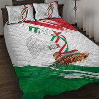Italian National Day Quilt Bed Set Festa della Repubblica-The Colosseum Grunge Style