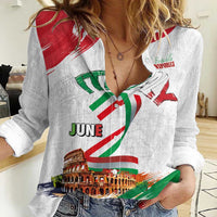 Italian National Day Women Casual Shirt Festa della Repubblica-The Colosseum Grunge Style