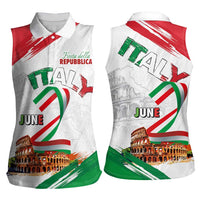 Italian National Day Women Sleeveless Polo Shirt Festa della Repubblica-The Colosseum Grunge Style