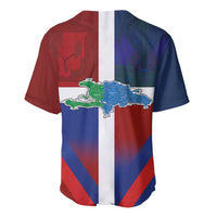 Haiti and Dominican Republic Baseball Jersey Hispaniola with Emblems and Flag Style