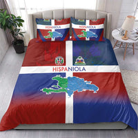 Haiti and Dominican Republic Bedding Set Hispaniola with Emblems and Flag Style