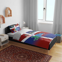 Haiti and Dominican Republic Bedding Set Hispaniola with Emblems and Flag Style