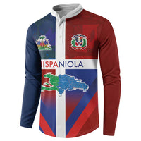 Haiti and Dominican Republic Button Sweatshirt Hispaniola with Emblems and Flag Style