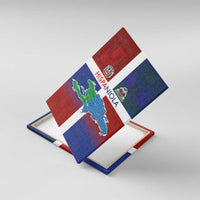 Haiti and Dominican Republic Canvas Wall Art Hispaniola with Emblems and Flag Style