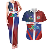 Haiti and Dominican Republic Couples Matching Tank Maxi Dress and Hawaiian Shirt Hispaniola with Emblems and Flag Style