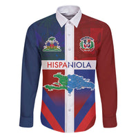 Haiti and Dominican Republic Family Matching Puletasi and Hawaiian Shirt Hispaniola with Emblems and Flag Style