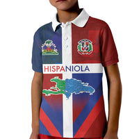 Haiti and Dominican Republic Kid Polo Shirt Hispaniola with Emblems and Flag Style