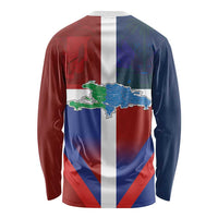 Haiti and Dominican Republic Long Sleeve Shirt Hispaniola with Emblems and Flag Style