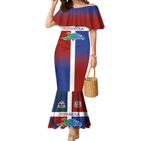 Haiti and Dominican Republic Mermaid Dress Hispaniola with Emblems and Flag Style